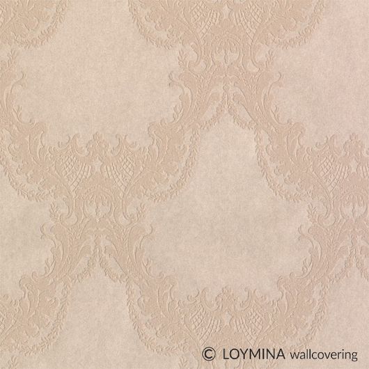 Флизелиновые обои "Alcove" производства Loymina, арт.GT6 012, с классическим рисунком дамаска-медальона бежевых оттенках, заказать в интернет-магазине